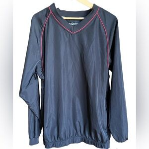 FootJoy Mens Black Long Sleeve Golf V-Neck Windbreaker Pullover Jacket Sz Large